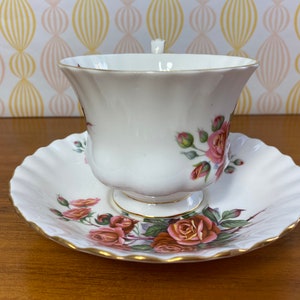 Royal Albert Centennial Rose Vintage Teacup and Saucer, Red Pink Orange Rose Tea Cup and Saucer, English Bone China CLEARANCE image 2