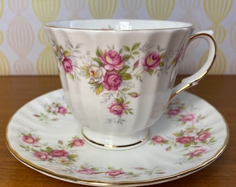 Duchess China "June Bouquet" Tea Cup and Saucer, English Bone China Teacup and Saucer