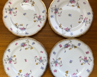 Royal Stafford "Violets Pompadour" Plate Set, Floral Bone China Bread and Butter Plates