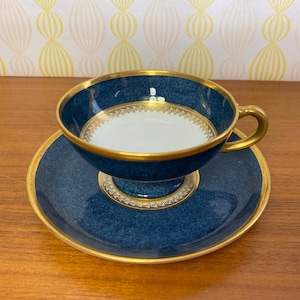 Worcester Porcelain Coffee Cup & Saucer, Plantation Pattern