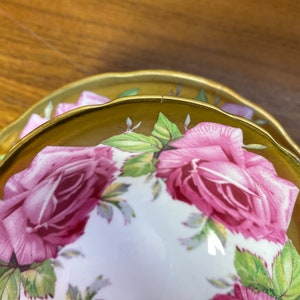 Rare Aynsley Roses Tea Cup and Saucer, Large Pink Cabbage Rose China Teacup and Saucer, Flaw sold as is image 3