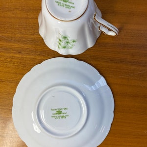 Shamrock Tea Cup and Saucer, Royal Stafford China Teacup and Saucer image 8