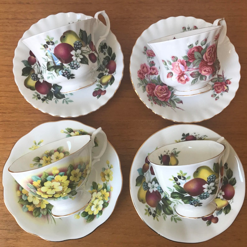 Royal Albert Tea Set Mismatched Tea Cups and Saucers Red and Etsy Canada