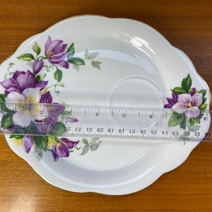 Windsor and Royal Dogwood China Teacup and Snack Plate, Purple and White Clematis Tea Cup and Plate image 5