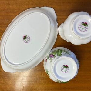 Royal Albert China Highland Thistle Cream and Sugar set with Regal Tray, Milk Pitcher and Sugar Bowl image 10