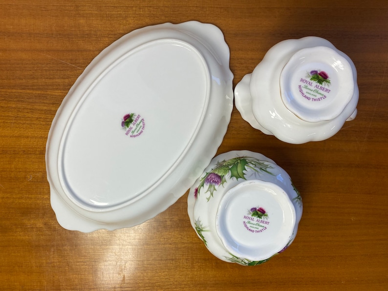 Royal Albert China Highland Thistle Cream and Sugar set with Regal Tray, Milk Pitcher and Sugar Bowl image 10