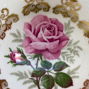 Rare Paragon Rose Tea Cup and Saucer, Large Pink Rose Teacup and Saucer with Gold Accents 1960s Floating Rose Long Stem Rose Collectible image 4