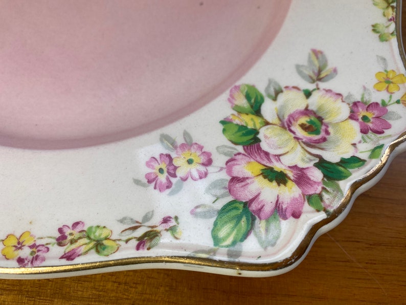 Royal Winton Apple Blossom Ceramic Plate, Pink White and Yellow Blossoms Wall Plate image 4