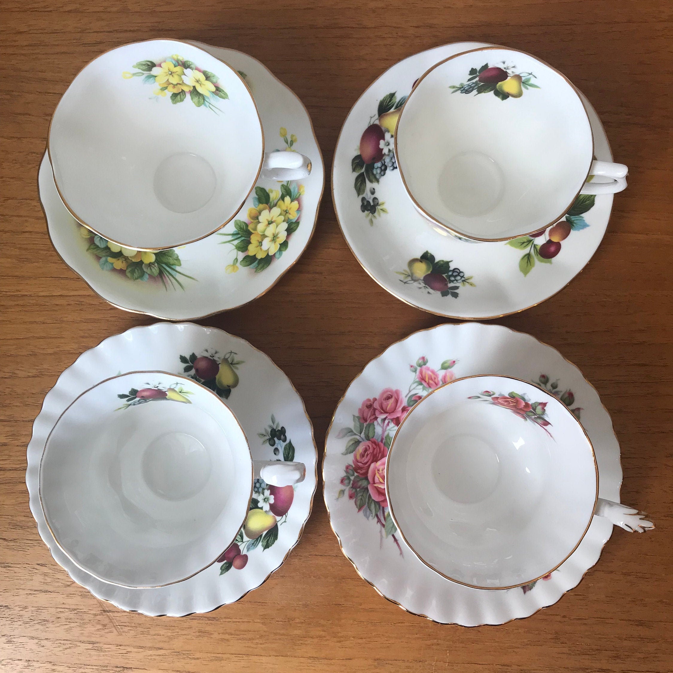 Royal Albert Tea Set Mismatched Tea Cups and Saucers Red and Etsy Canada