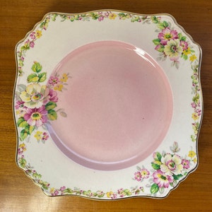 Royal Winton Apple Blossom Ceramic Plate, Pink White and Yellow Blossoms Wall Plate image 1