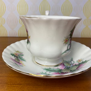 Royal Albert Summertime Series Bone China Tea Cup and Saucer, Purple Pink Thistle Teacup and Saucer image 3