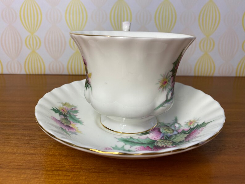 Royal Albert Summertime Series Bone China Tea Cup and Saucer, Purple Pink Thistle Teacup and Saucer image 3