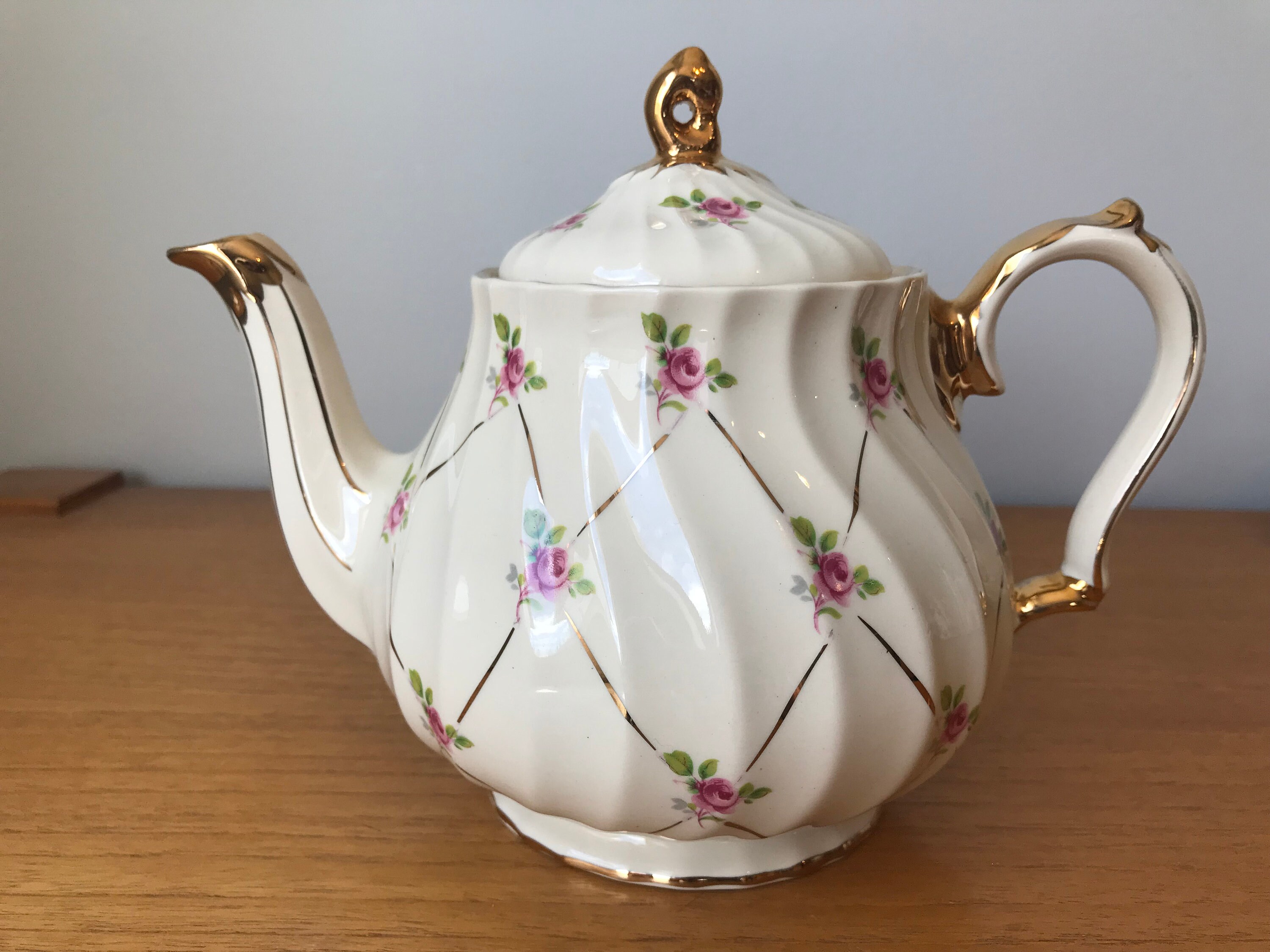 Sadler Teapot Ditsy Rose Gold Tea Pot 2790 Pink Rose English Etsy