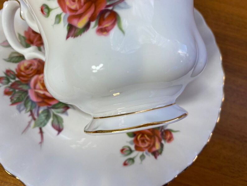 Royal Albert Centennial Rose Vintage Teacup and Saucer, Red Pink Orange Rose Tea Cup and Saucer, English Bone China CLEARANCE image 8