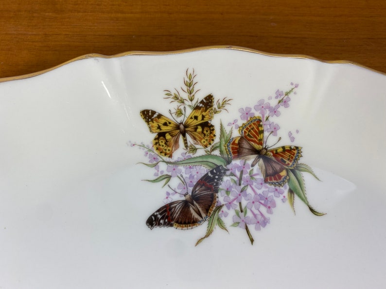 Royal Grafton China Tray, Butterflies and Purple Lilacs Serving Tray image 2