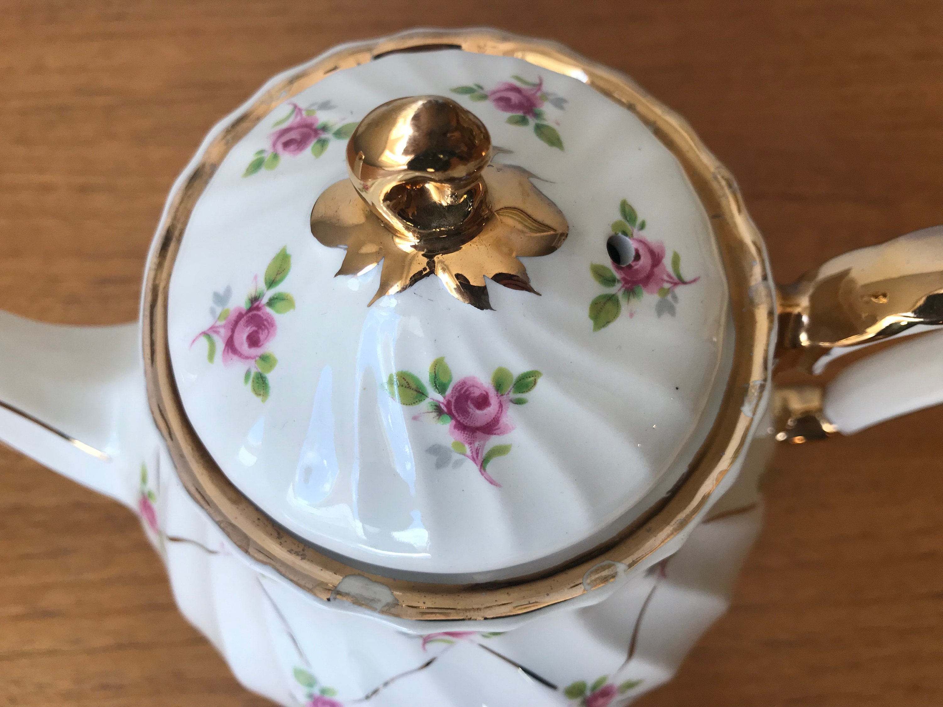 Sadler Teapot Ditsy Rose Gold Tea Pot 2790 Pink Rose English Etsy