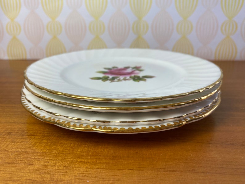 Bone China Plates, Mismatched Pink Rose Bread and Butter Plates, Side Plates, Royal Albert, Northumbria, Paragon, Royal Stafford image 4