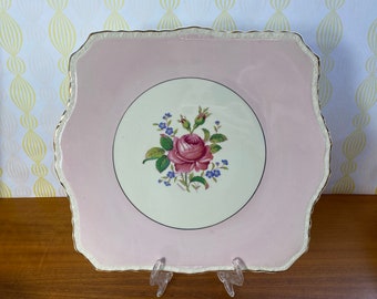 Pink Rose Tray Signed P. Granet, Myott Son & Co Ltd. Staffordshire Ceramic Serving Plate #2874