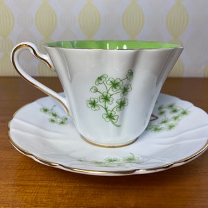 Shamrock Tea Cup and Saucer, Royal Stafford China Teacup and Saucer image 3