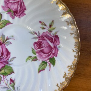 Aynsley Roses Cup and Saucer, Large Pink Cabbage Rose Teacup and Saucer image 8