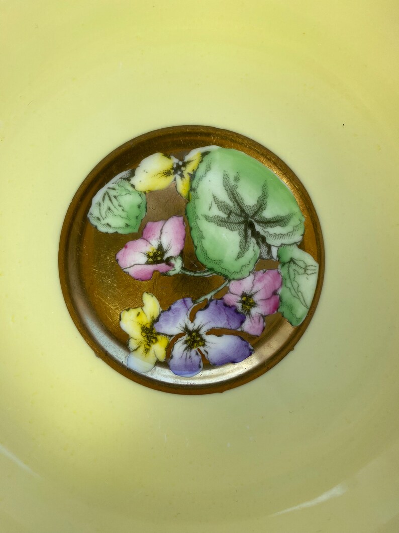 Paragon China Tea Cup and Saucer, Rare Gold Interior with Hand Painted Nasturtiums Flowers Teacup and Saucer, Circa 1950s 1960s image 7