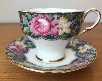 Paragon China Teacup and Saucer, Gingham Rose Tea Cup and Saucer