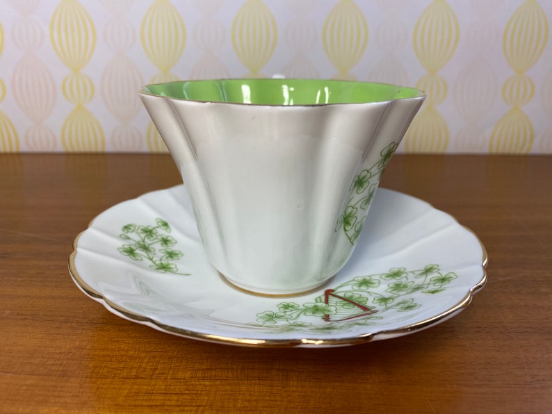 Shamrock Tea Cup and Saucer, Royal Stafford China Teacup and Saucer image 2