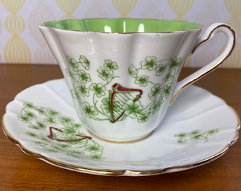 Shamrock Tea Cup and Saucer, Royal Stafford China Teacup and Saucer