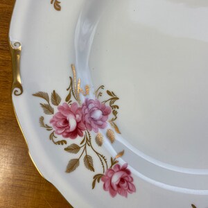 Royal Crown Derby Pinxton Roses China Plates, Pink Roses and Gold Leaf Salad Plates image 8