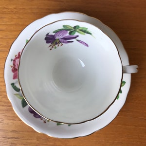 Adderley Tea Cup and Saucer, Purple Pink White Lily Teacup and Saucer image 6