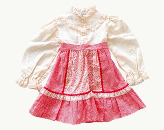 Vintage Toddler Dress | Girls Size 4 | Cinderella Dress | 70s Prairie Dress | Toddler Clothing | Lace Dress