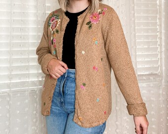 Brown Floral Sweater - Etsy