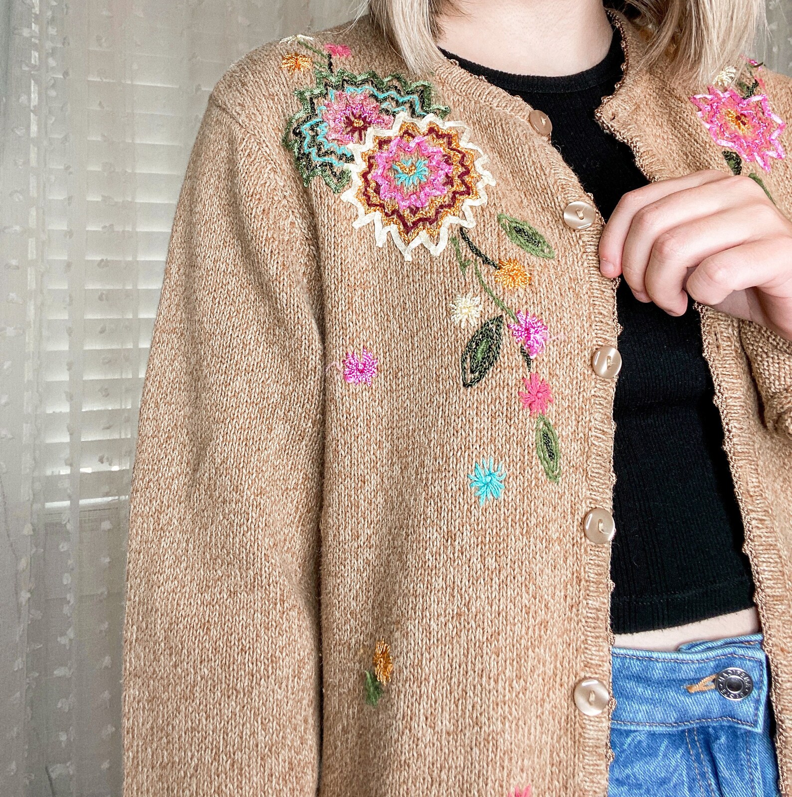 Vintage Embroidered Cardigan Haband Cardigan Women's Etsy