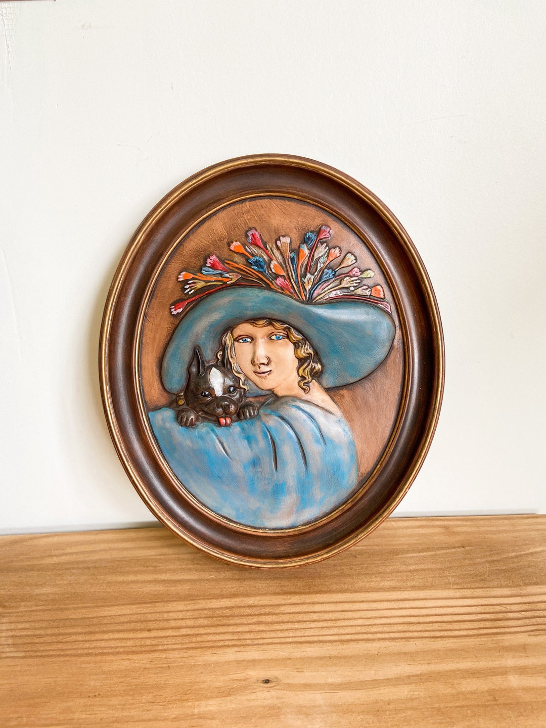 Vintage Ceramic Wall Art Handmade Wall Decor Ceramic Portrait Duncan