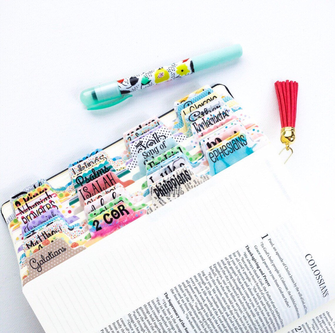 Colorful Bible Tabs Laminated with Adhesive Peel and Stick Etsy