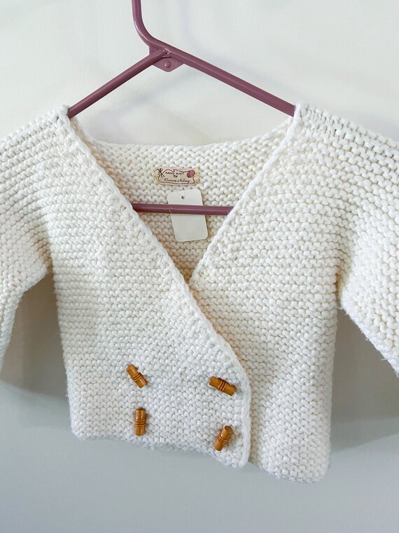 Vintage Knit Cardigan | White Cardigan Sweater | … - image 3