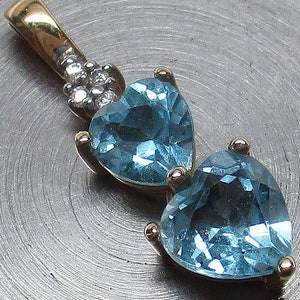 10mm x 6mm Solid 14k Yellow Gold 5mm Heart Blue Topaz Bezel Pendant Charm 10mm x 6mm Solid 14k Yellow Gold 5mm Heart Blue Topaz Bezel Pendant Charm