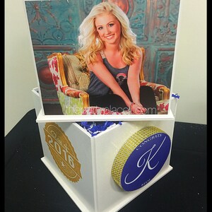 Photo Cube Centerpiece with 2-D Bling Elements perfect for Graduation, Sweet 16, Mitzvah, Birthday, Engagement