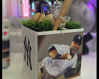 Sports Cube Centerpiece - Any Sport! Teams! Players! BaseBall / Hockey / Football / Jeter / Mitzvah / Birthday / Communion /