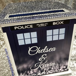 Tardis Doctor Who Large Card Box or Centerpiece Glitter and Bling for Sweet 16 / Wedding /  Mitzvah