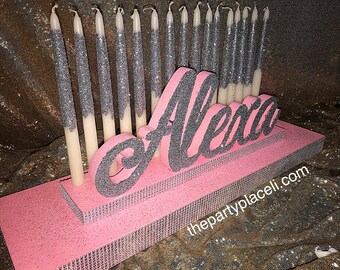 Quinceanera /& Mitzvah Candle Lighting Centerpiece,Custom 3D name styrofoam,foam letters sweet 15 Gatsby theme Big Candelabra Sweet 16