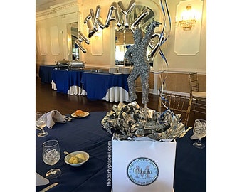 Photo Cube Centerpiece with frill paper perfect for Graduation, Sweet 16, Bat Mitzvah, Birthday, Engagement