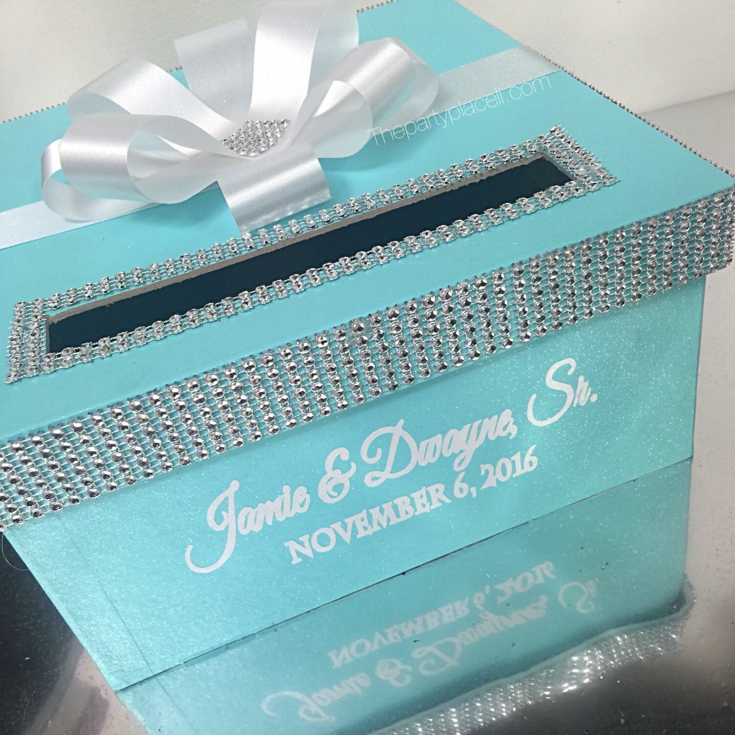 Wedding Card Box Hand painted with rhinestones Etsy