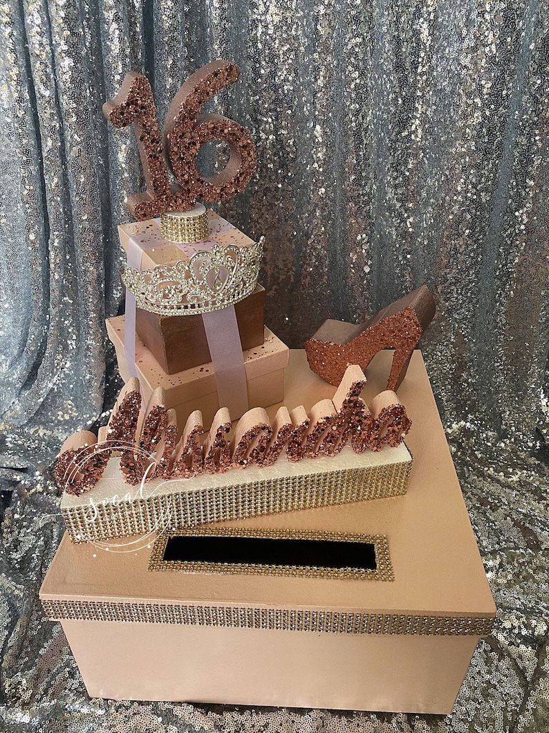 Sweet 16 15 Quince Card Box Rhinestone Tiara High Etsy