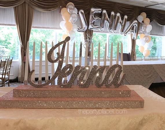 Rose Gold Blush Sweet 16 Candelabra Quinceanera Mitzvah Etsy