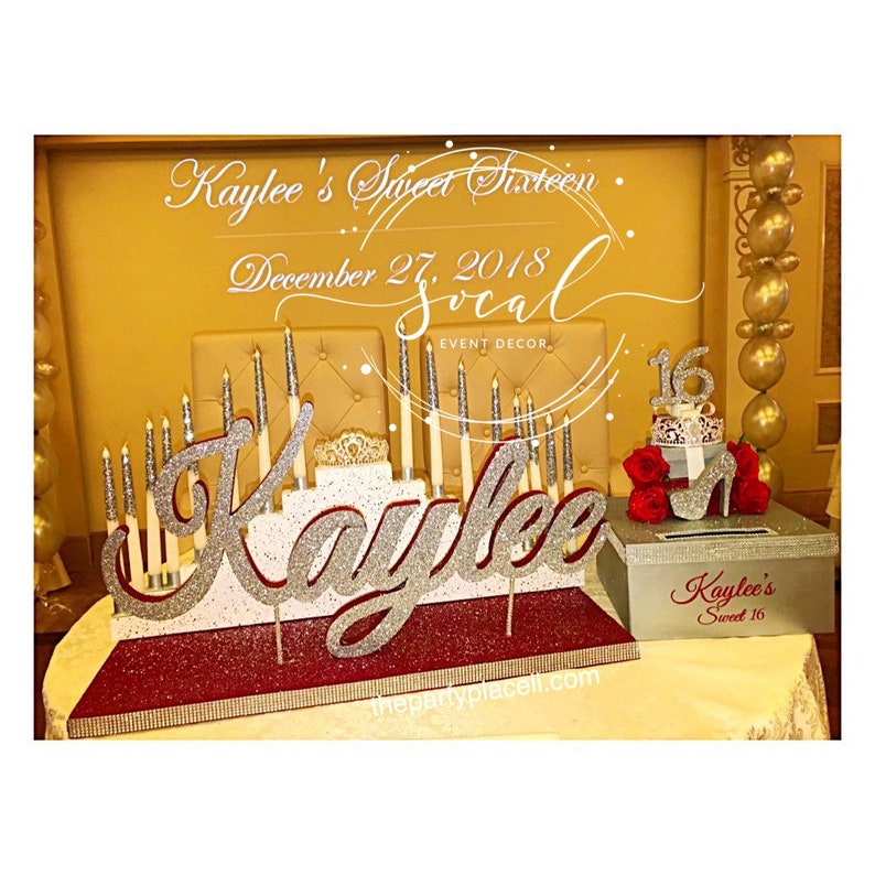 USA Made Step Tiered Candelabra Candle Lighting Extra Large with Glitter Candles for Sweet 16 / Quince / Mitzvah image 6