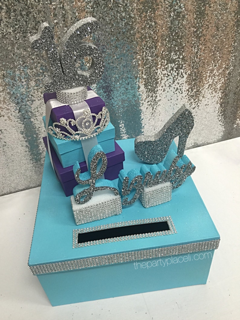 Sweet 16 15 Quince Card Box Rhinestone Tiara High Etsy
