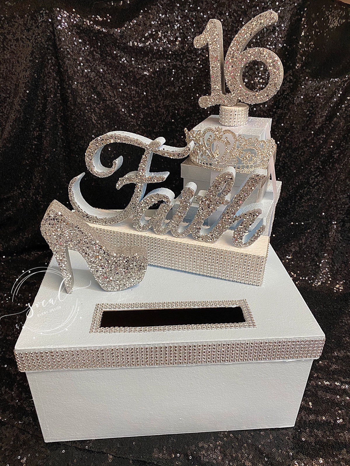 Sweet 16 15 Quince Card Box Rhinestone Tiara High Etsy