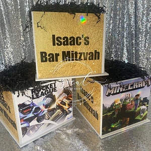 Themed Cube Centerpiece - Photos/ Any Sport! Teams! Players! BaseBall / Hockey / Football / Gaming / Mitzvah / Birthday / Communion /