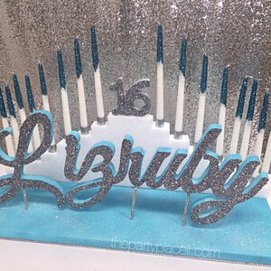 USA Made Step Tiered Candelabra Candle Lighting Extra Large with Glitter Candles for Sweet 16 / Quince / Mitzvah image 7